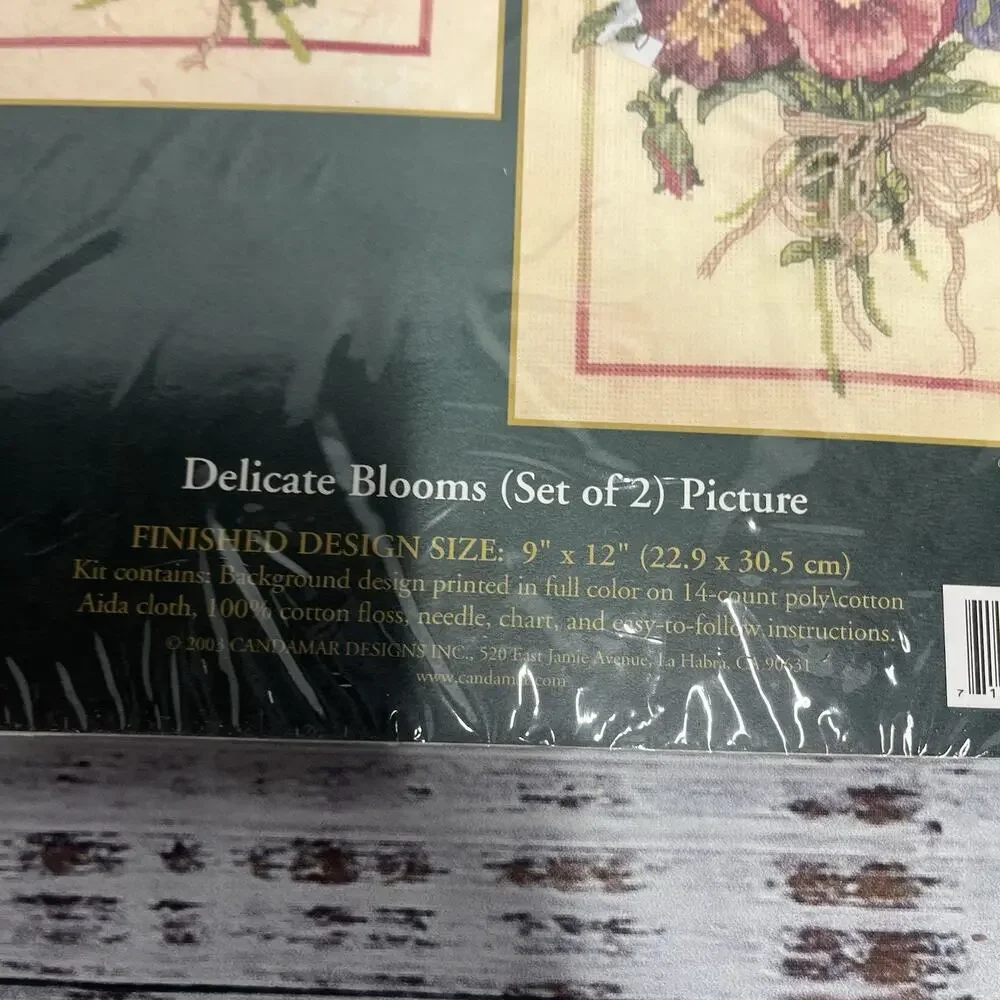 Candamar Designs Inc. Set of 2 Counted Cross Stitch 51417 Delicate Blooms